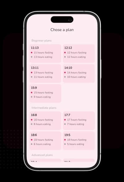 Fasting plans interface